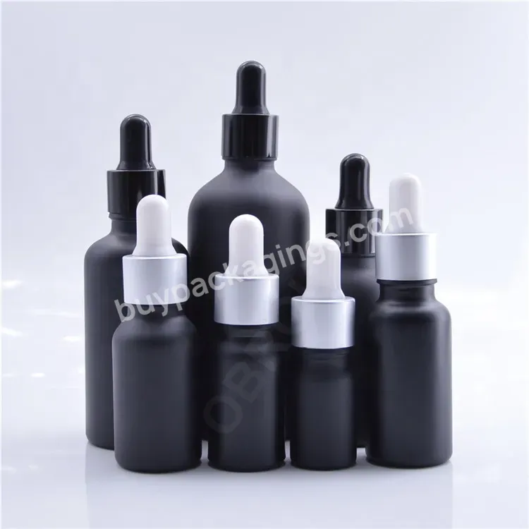 Hot 5ml 10ml 15ml 20ml 30ml 50ml 100ml Essential Glass Hair Oil Dropper Bottles Spray Bottle Cosmetic Packaging Black Design