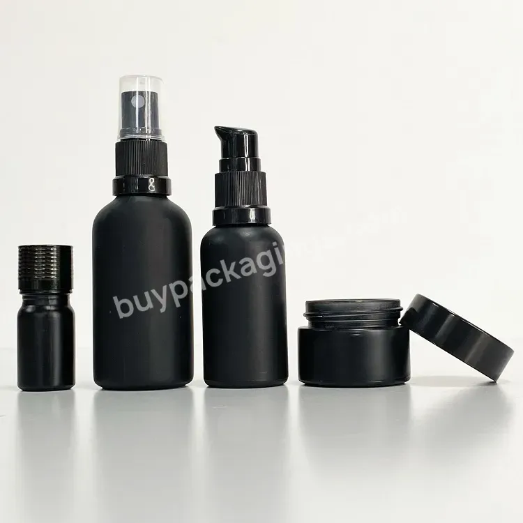 Hot 5ml Paper Tube 10ml 15ml 20ml 30ml 50ml 100ml Matte Black Essential Oil Serum Glass Dropper Bottle With Bamboo Cap