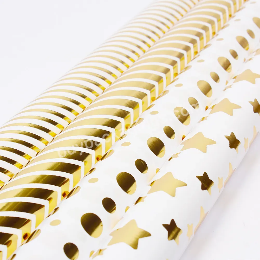 Hot Gold Stamping 50*70cm Printed Gift Wrapping Paper Sheet For Packing Lover Gift Book Cover