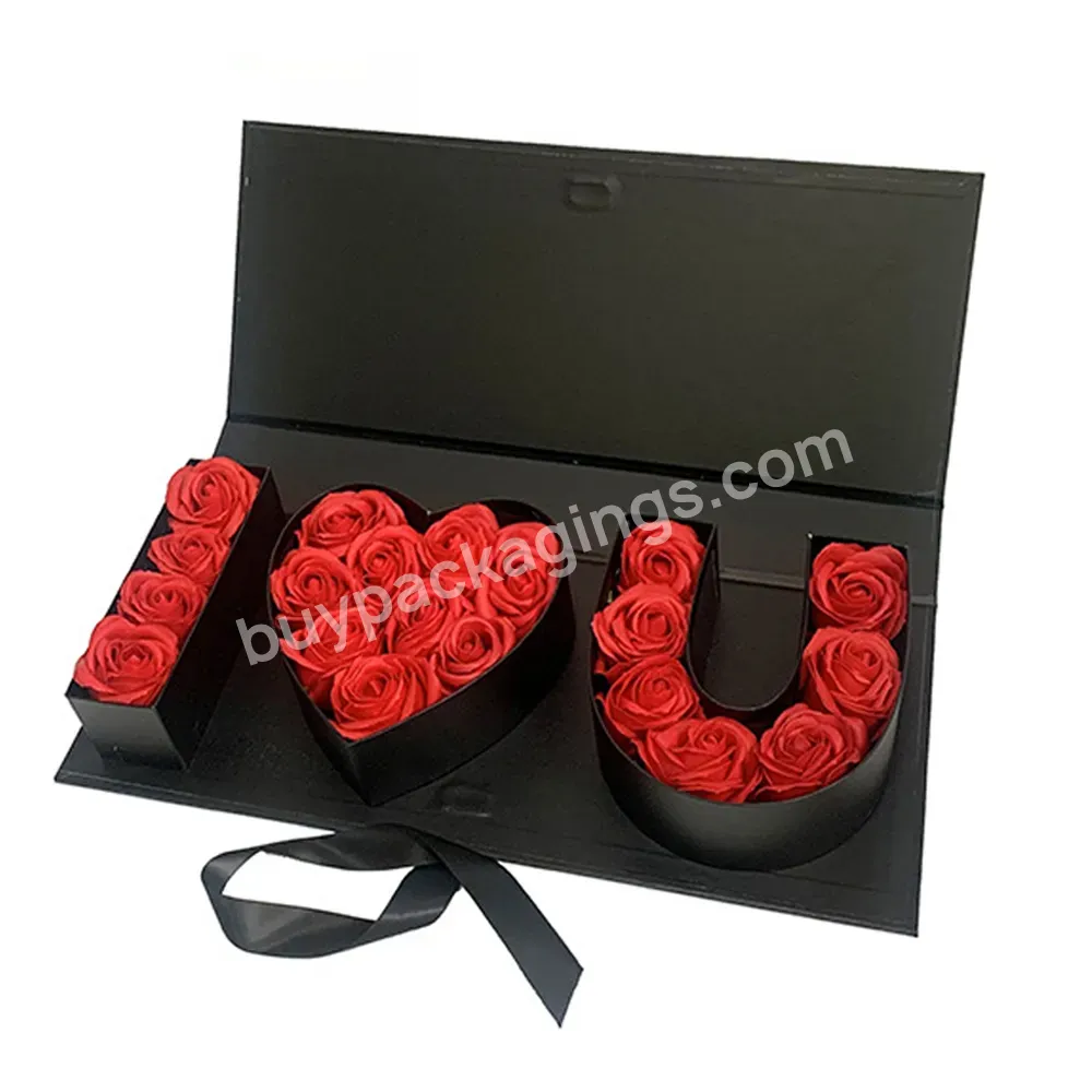 Hot Luxury Style Flower And Gift Arrangements Chocolate Sweet Packaging Cardboard Letter I Love You Shaped Gift Box For Flower