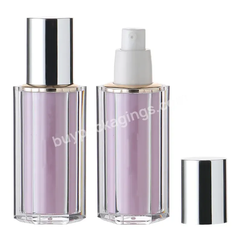 Hot New Hexagon Double Wall Pink Acrylic Airless Bottle 1oz Cosmetic Cream Lotion Pump Bottle