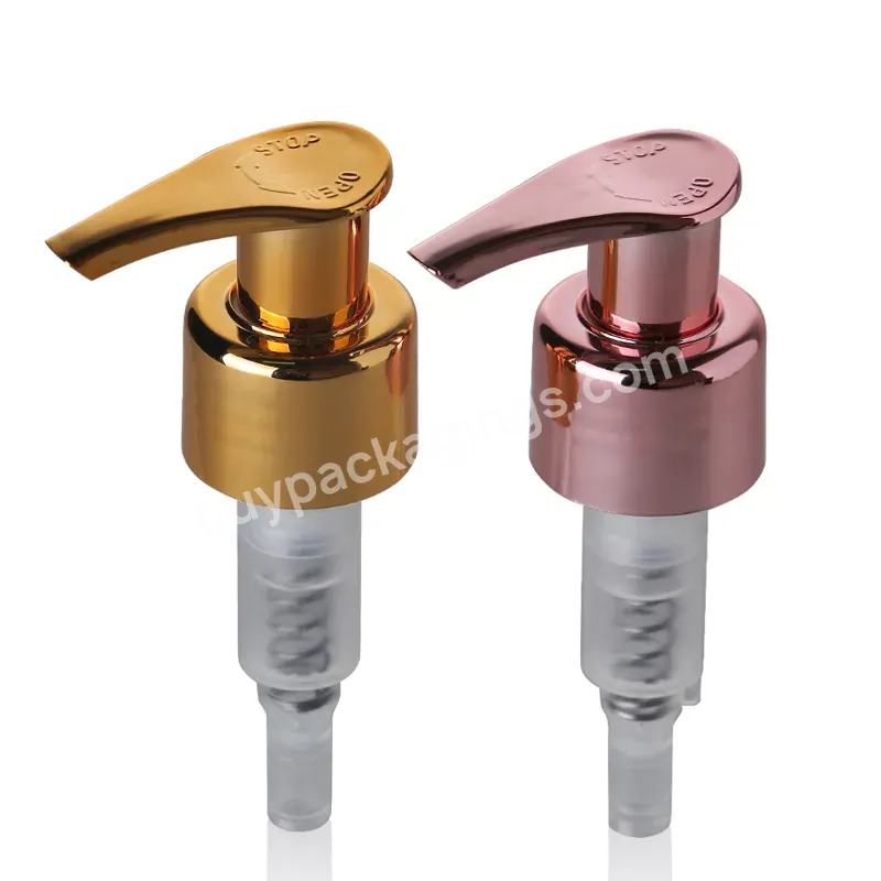 Hot Oem Custom Luxury Shiny Rose Golden Left Right Locking Lotion Pump 24/410