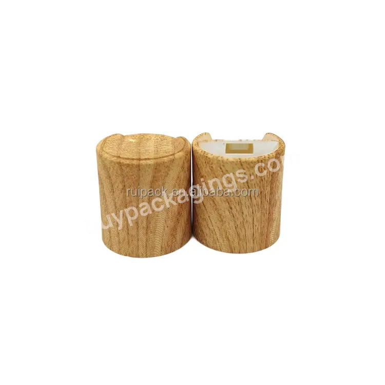 Hot Oem Luxury Bamboo Overshell Disc Top Lid Shampoo Bottle Press Lid 18/410 20/410 24/410 28/410