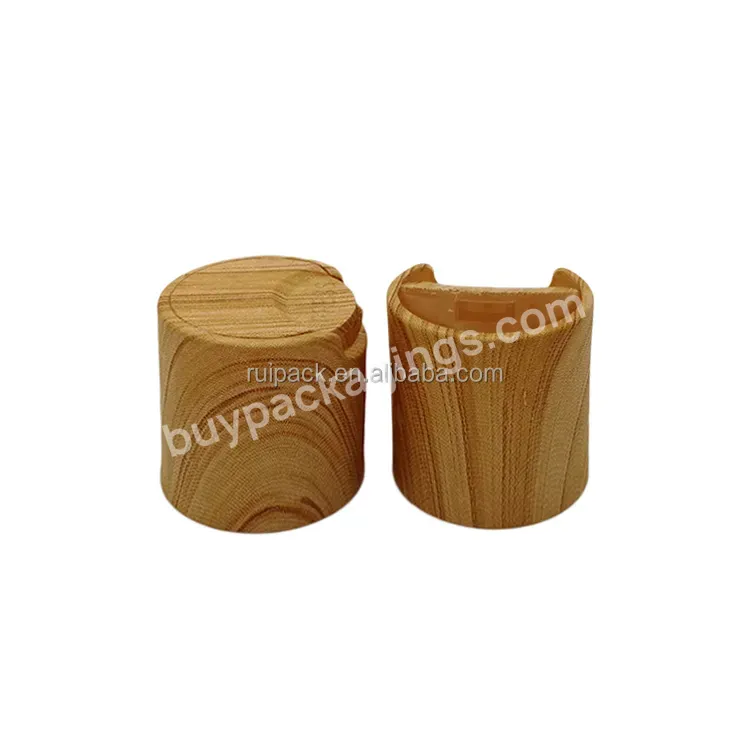 Hot Oem Luxury Bamboo Overshell Disc Top Lid Shampoo Bottle Press Lid 18/410 20/410 24/410 28/410