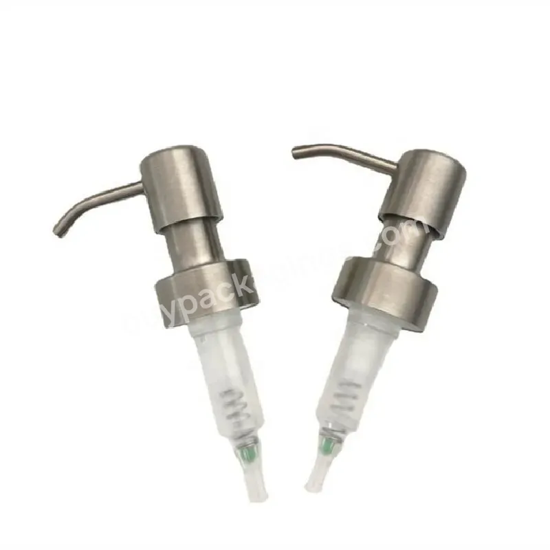 Hot Oem Rts 28mm 28/400 Matte Silver Long Nozzle Metal Stainless Steel Soap Lotion Dispenser Pump