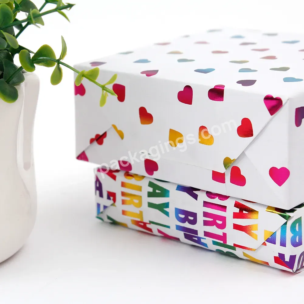 Hot Rainbow Stamping 50*70cm Printing Present Wrapping Paper Sheet For Packing Valentine's Day Gift