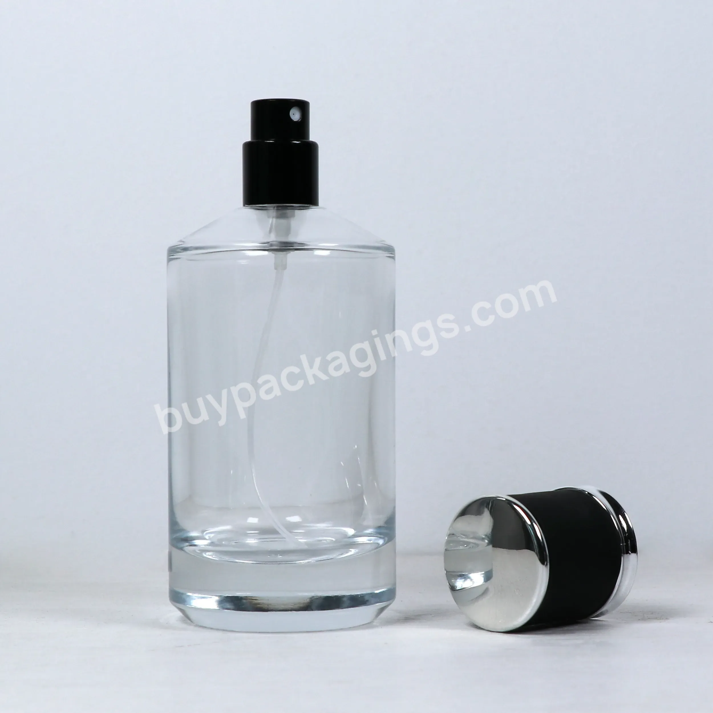 Hot Sale 100ml 30ml 50ml Clear Diagonal Shoulder Glass Perfume Bottle With Black Spray Pump