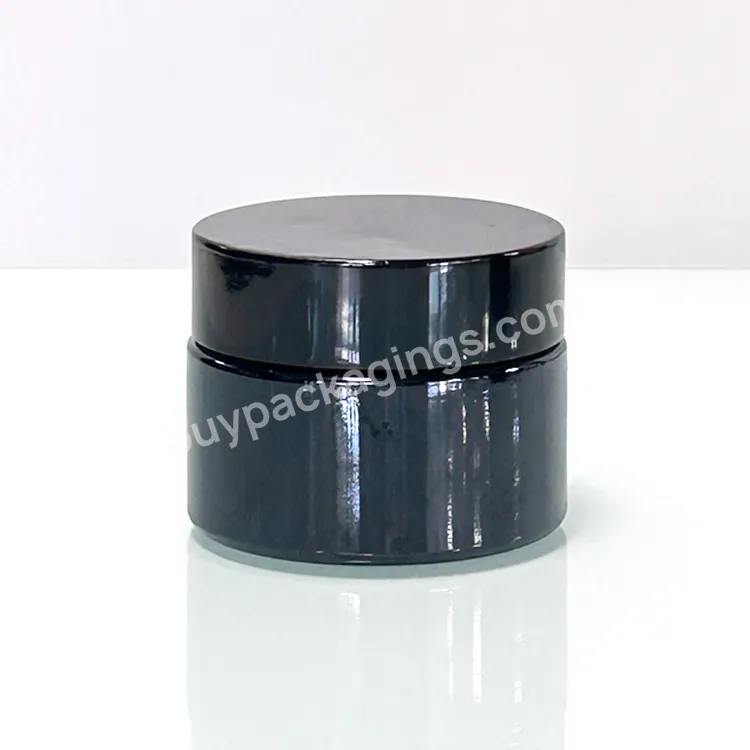 Hot Sale 10ml 15ml 30ml 50ml 60ml 100ml 250ml 500ml Black Glass Cosmetic Violet Protection Glass Jar And Black Flat Lid
