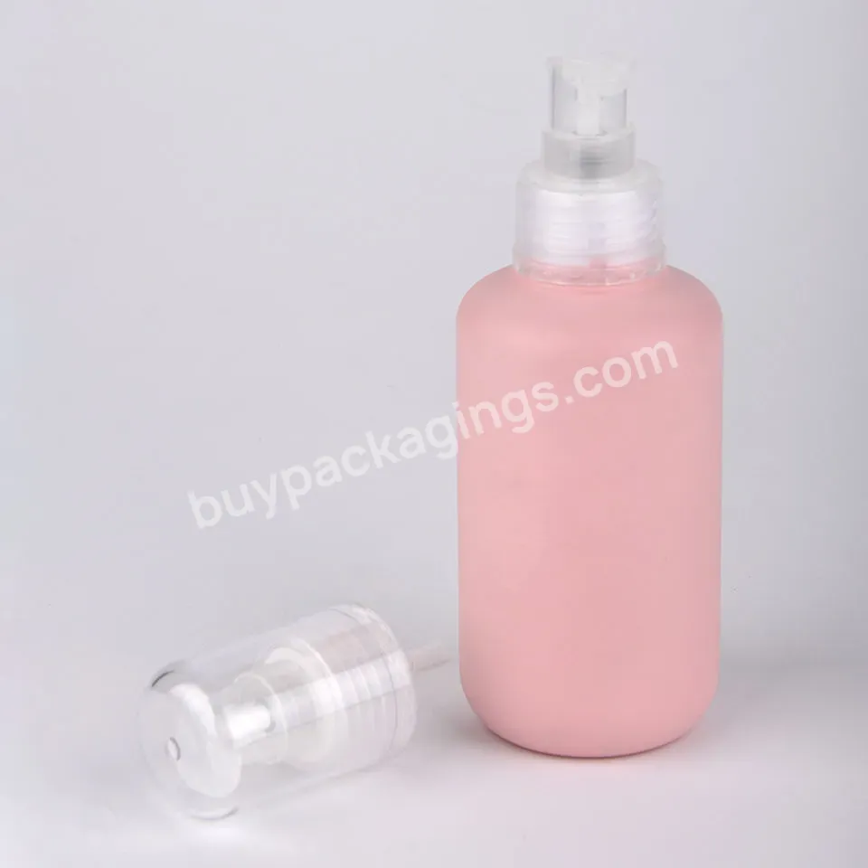 Hot Sale 120ml Baby Skincare Lotion Facial Round Shoulder Bottle With Lotion Pump Empty Custom Capacity Pink Pet Cover Bottle