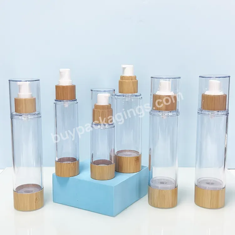 Hot Sale 15ml 30ml 50ml Airless Bottle Vacuum Bamboo 100ml 120ml Bamboo Airless Spray Pump Vial Bottle