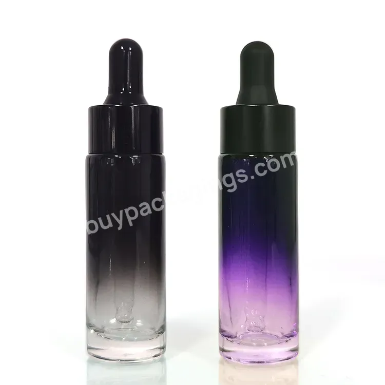 Hot Sale 15ml Round Oil Sample Skin Care Black Gradient Glass Dropper Bottle Cosmetic Glass Package With Dropper