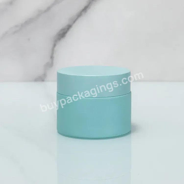 Hot Sale 20g 30g 50g Refillable Blue Luxury Glass Cosmetic Jars With Matte Blue Screw Lid Face Cream Containers