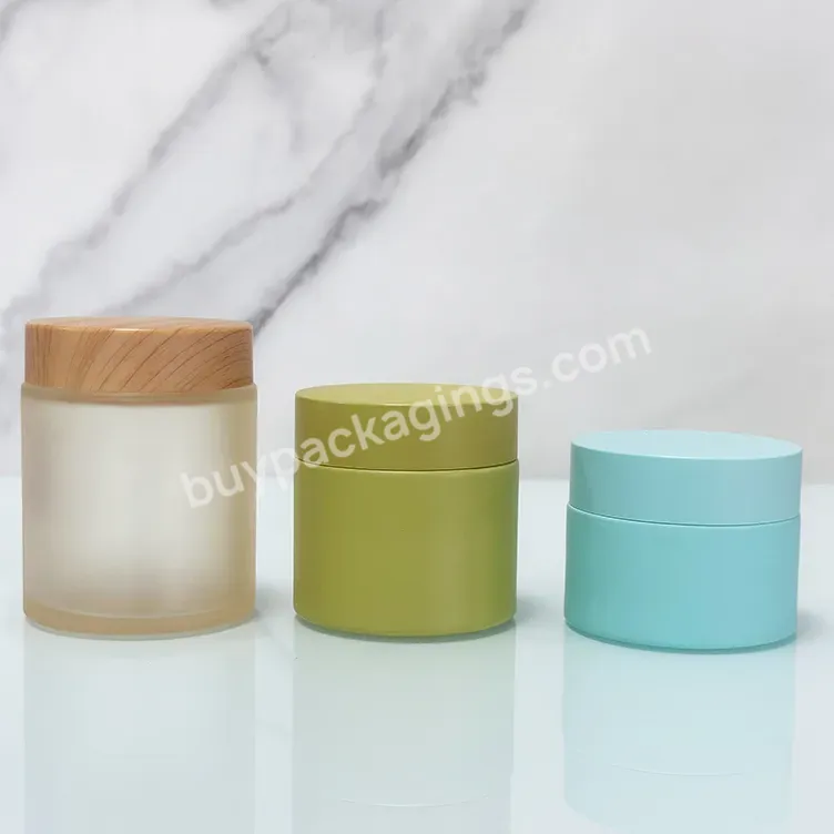 Hot Sale 20g 30g 50g Refillable Blue Luxury Glass Cosmetic Jars With Matte Blue Screw Lid Face Cream Containers