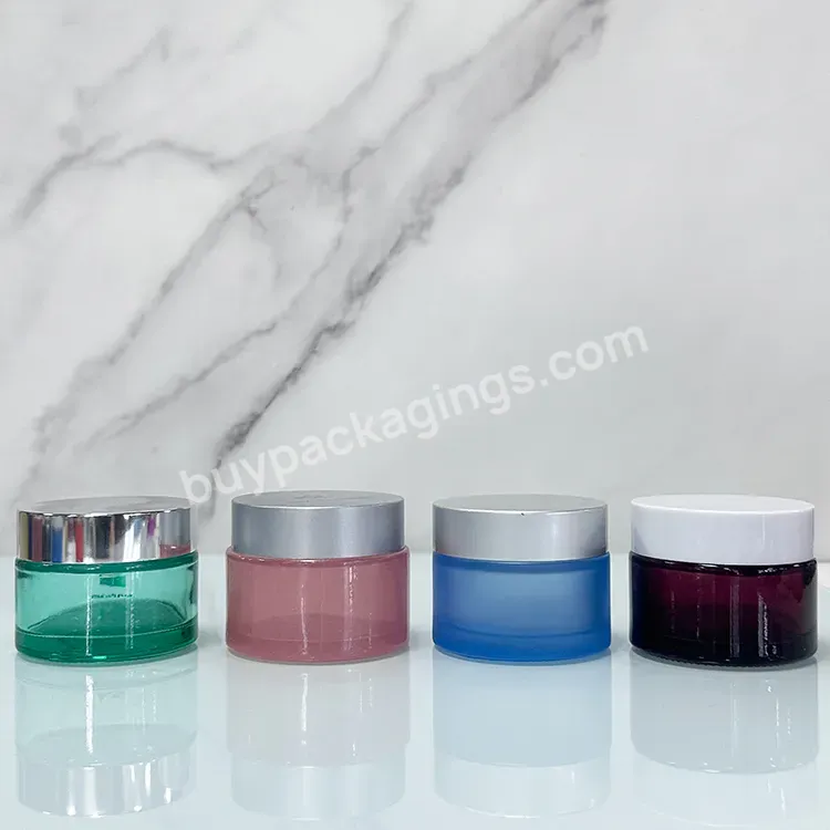 Hot Sale 30g 50g Blue Matte Frosted Skin Care Face Cream Glass Container Jar Bottle For Cosmetic Packaging With Silver Lid - Buy 1oz 2oz 60ml 70ml 80ml 90ml Frosted Colors Face Cream Glass Container Glass Jar,Hot Sale Cosmetic Face Cream Container 5m