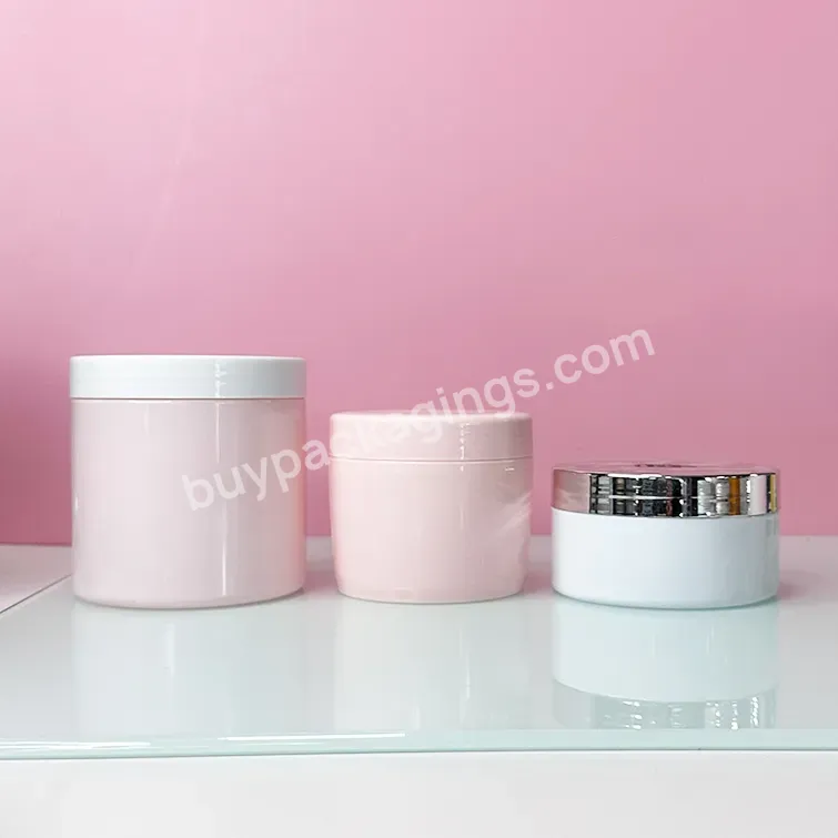 Hot Sale 30ml 100ml 200ml 250ml 500ml 750ml 1000ml White Cosmetic Packaging Containers Pet Plastic Jars With Silver Lids - Buy White Cosmetic Packaging,Silver Gold Jars,Rose Gold Pet Plastic Jars.