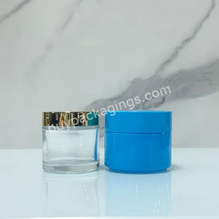 Hot Sale 30ml 50ml Transparent Empty Face Cream Cosmetic Glass Jar With Plastic Lid