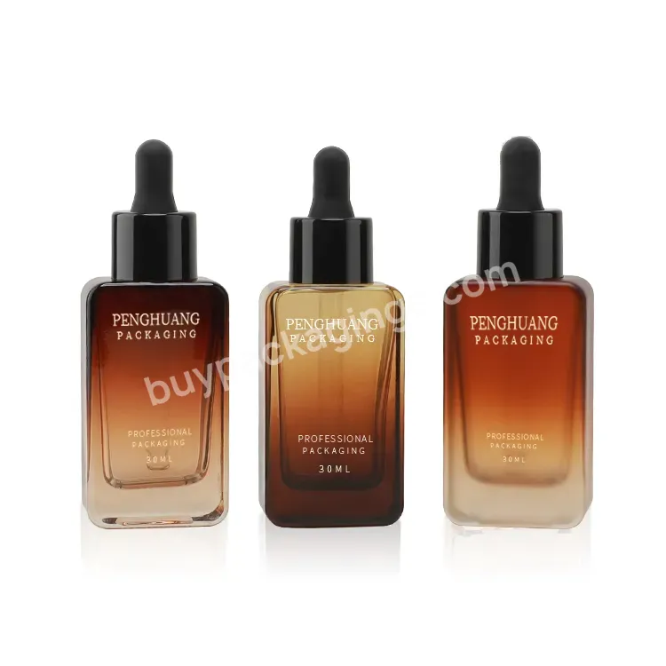 Hot Sale 30ml Amber Square Essential Oil Serum Glass Dropper Bottle With Pipette Cosmetic Packaging