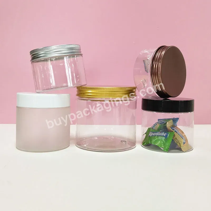 Hot Sale 500ml 8oz 16oz 4oz Large Cosmetic Cream Hair Mask Gel Food Containers Transparent Clear Plastic Pet Jar With Screw Lid