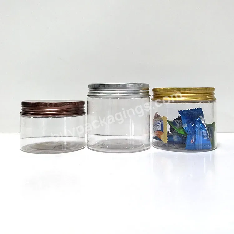 Hot Sale 500ml 8oz 16oz 4oz Large Cosmetic Cream Hair Mask Gel Food Containers Transparent Clear Plastic Pet Jar With Screw Lid