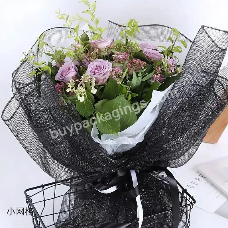 Hot Sale 50cm*10y/roll Flower Bouquet Wrapping Mesh Roll With Square Grid Design