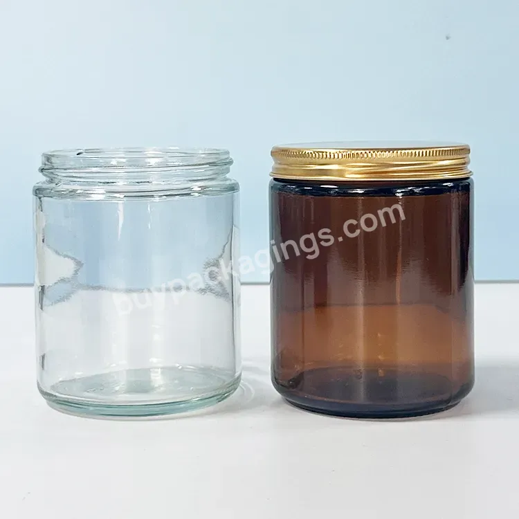 Hot Sale 50g 60g 100g Cylinder Wholesale Color Transparent Blue Glass Candle Jars With Wooden Bamboo Lid