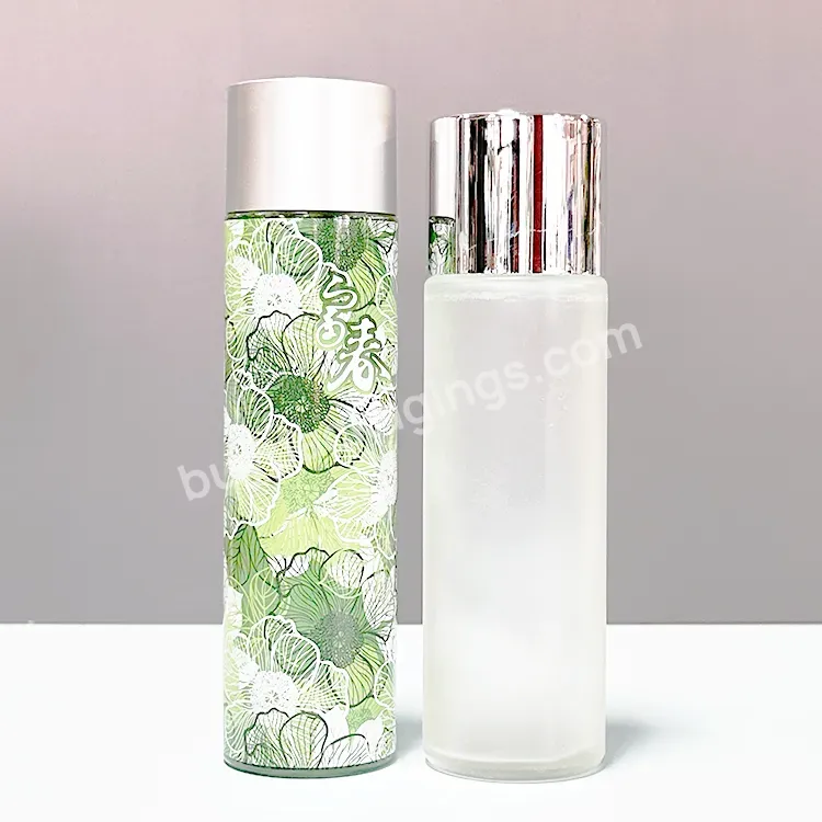 Hot Sale 50ml 100ml 120ml Glass Skin Care Essential Oil Bottle Frosted Transparent Dropper Essence Bottle With Silver Lid