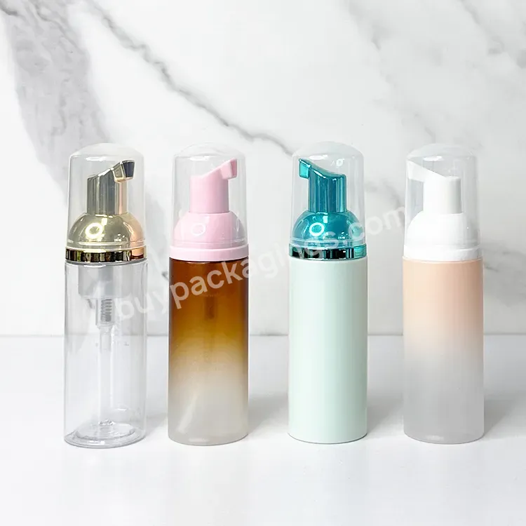 Hot Sale 50ml Stock Transparent Blue Orange Lash Shampoo Bottle Custom Eyelash Face Cleaning Foam Pump Bottle