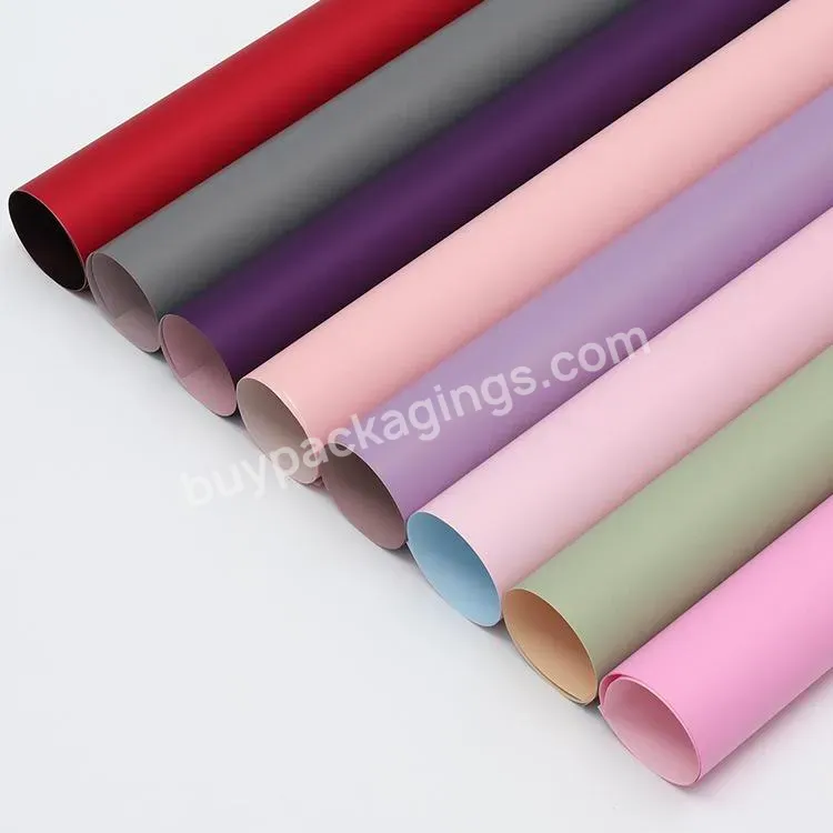 Hot Sale 58*58cm 20pcs/pack Waterproof Two Side Different Colors Bouquet Wrapping Paper For Florist Wrapper