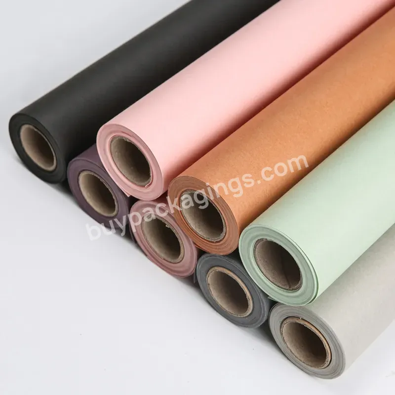 Hot Sale 58cmx8y 80g Matte Colorful Brown Specialty Paper Roll Waterproof Christmas Gift Packing Rolling Paper