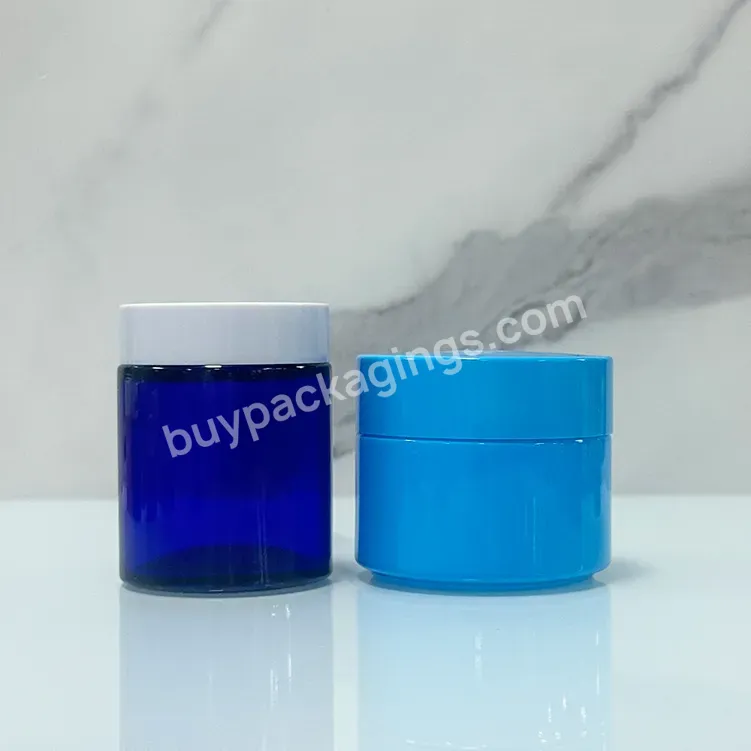 Hot Sale 5g 10g 30g 60g 100g Blue Cosmetic Glass Skincare Bottles Jars Containers And White Lid