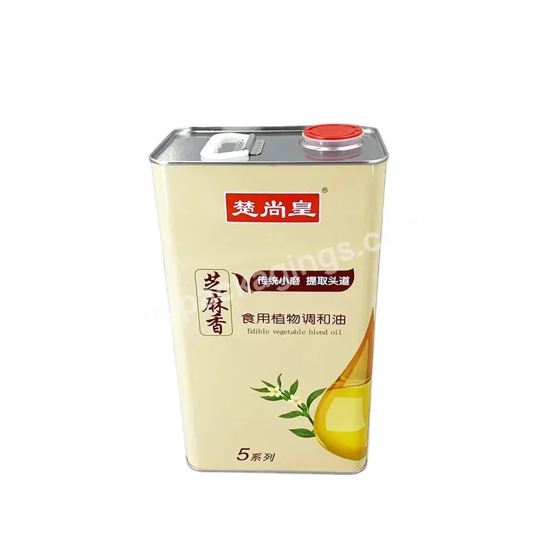 Hot Sale 5l Food Grade Oil Tin Can With Plastic Lid Square Tin Can For Olive Oil Canola Oil