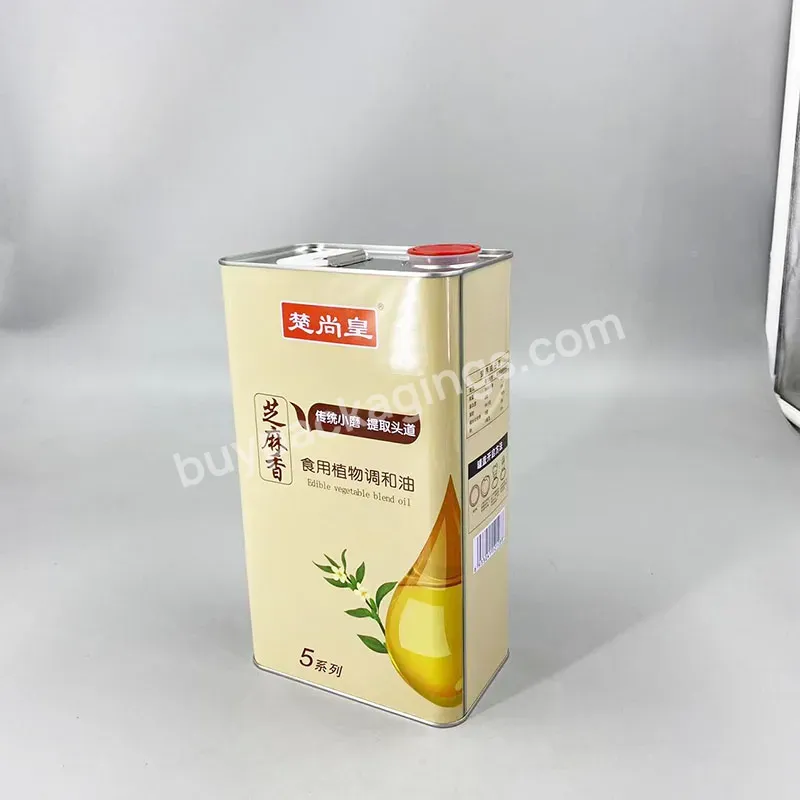 Hot Sale 5l Food Grade Oil Tin Can With Plastic Lid Square Tin Can For Olive Oil Canola Oil