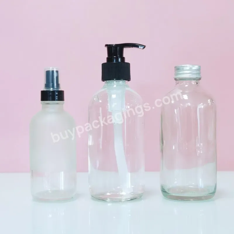 Hot Sale 8oz 16oz 500ml Bathroom Cleaning Round Boston Bottle With Pump Spray Glass Bottle