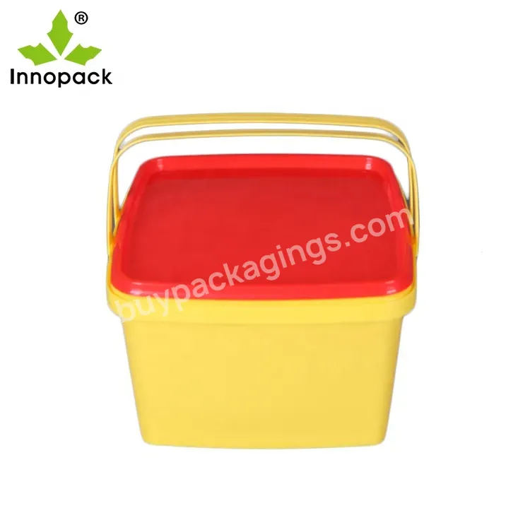 Hot Sale 9 Liter Cookies Biscuit Plastic Handle Square Plastic Bucket