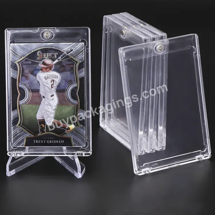 Hot Sale Acrylic Magnetic Trading Card Holder Card Collection Box For Semi-rigid Pokemon Baseball Sports Card Display Case