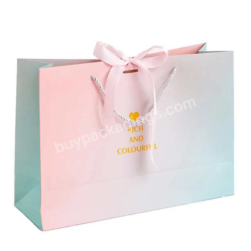 Hot Sale Best Gift Paper Bag Pink Cute Thank You Paper Bag With Logo Print