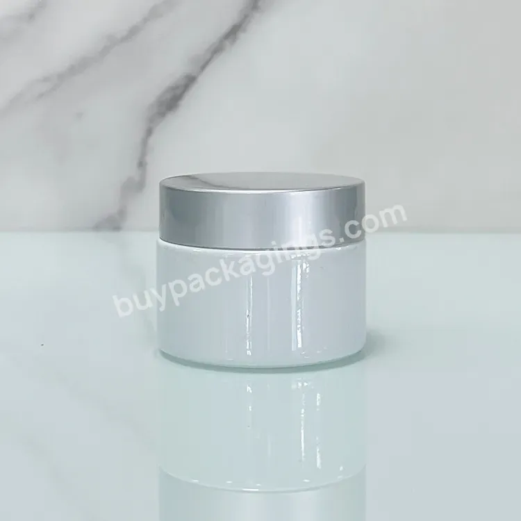 Hot Sale Big Round 100g Face Cream Cosmetic 100ml White Glass Jar With Silver Lid Eco Friendly Cosmetic Containers