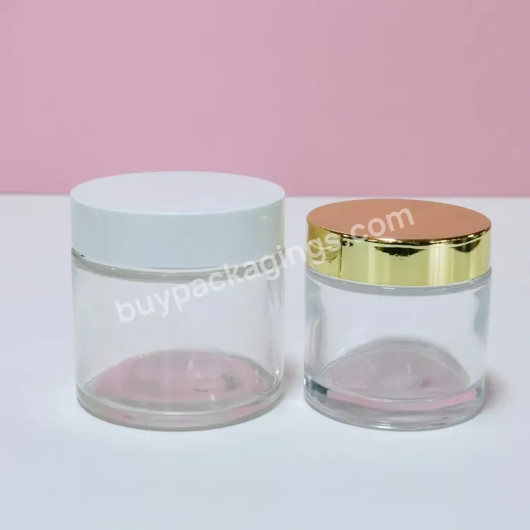 Hot Sale Big Round 120g Face Cream Cosmetic 80ml Transparent Glass Jar With White Lid Eco Friendly Cosmetic Containers