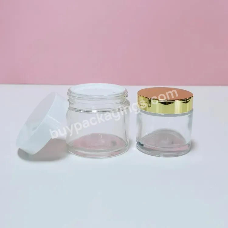 Hot Sale Big Round 120g Face Cream Cosmetic 80ml Transparent Glass Jar With White Lid Eco Friendly Cosmetic Containers