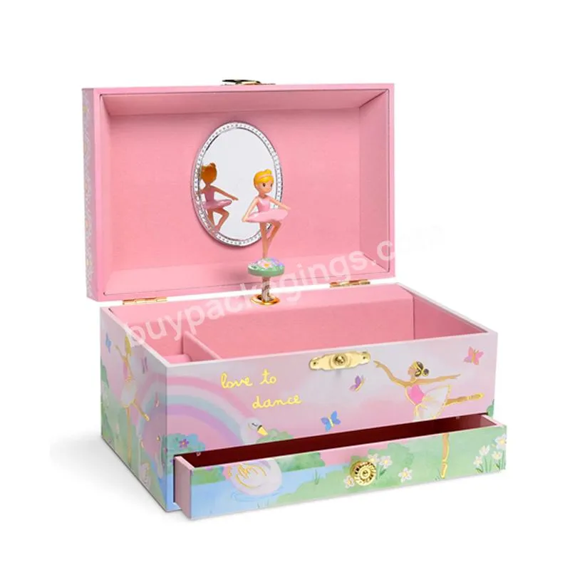 Hot Sale Birthday Christmas New Year Gifts Musical mirror Jewelry Storage Box for girls  Ballerina Music Jewellery Box