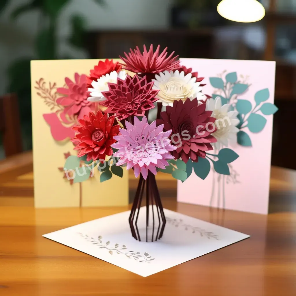 Hot Sale Bouquet 3d Pop Up Cards Valentine Gifts For Women Men Greeting Cards Birthday Cards Mother's Day Gift