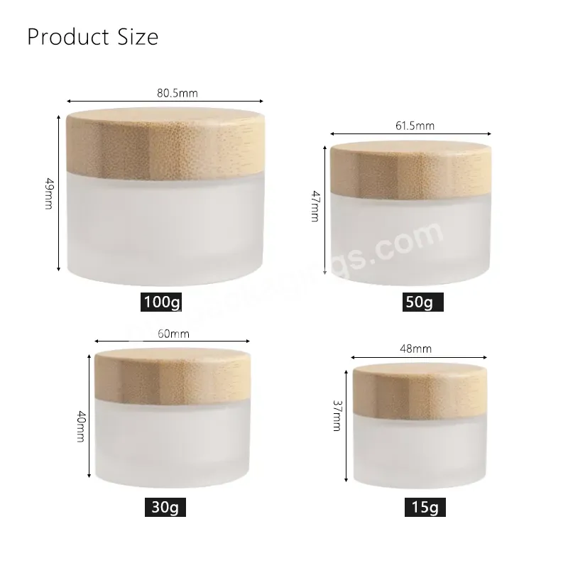 Hot Sale Cosmetic Face Cream Container 5ml 10ml 20ml 30ml 50ml 100ml Frosted Clear Glass Jar With Bamboo Wood Lid