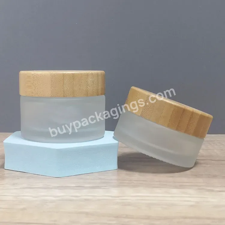 Hot Sale Cosmetic Face Cream Container 5ml 15ml 30ml 50ml 100ml Frosted Clear Glass Jar With Bamboo Wood Lid - Buy Bamboo Frosted Cream Jar,Wholesale Cream Container Matte Glass Jar With Bamboo Wood Lid 5g 10g 15g 20g 30g 50g Glass Cosmetic Jars,Matt