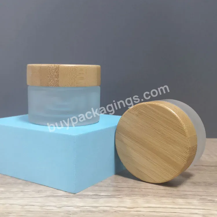 Hot Sale Cosmetic Face Cream Container 5ml 15ml 30ml 50ml 100ml Frosted Clear Glass Jar With Bamboo Wood Lid - Buy Bamboo Frosted Cream Jar,Wholesale Cream Container Matte Glass Jar With Bamboo Wood Lid 5g 10g 15g 20g 30g 50g Glass Cosmetic Jars,Matt