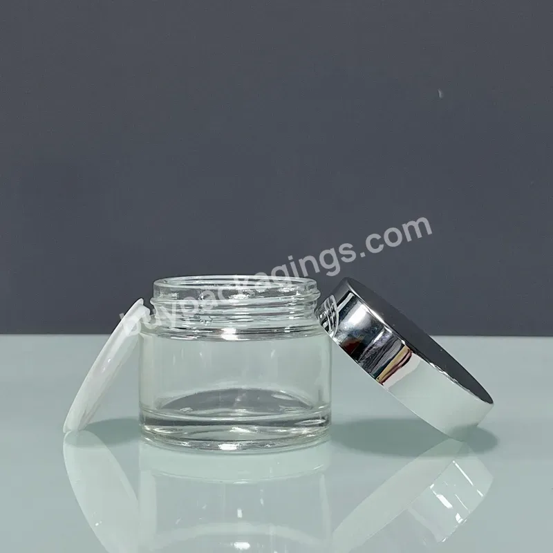 Hot Sale Cosmetic Face Cream Container In Stock 30g 50g Clear Cosmetic Packaging Round Container Cream Empty Glass Jar With Lid