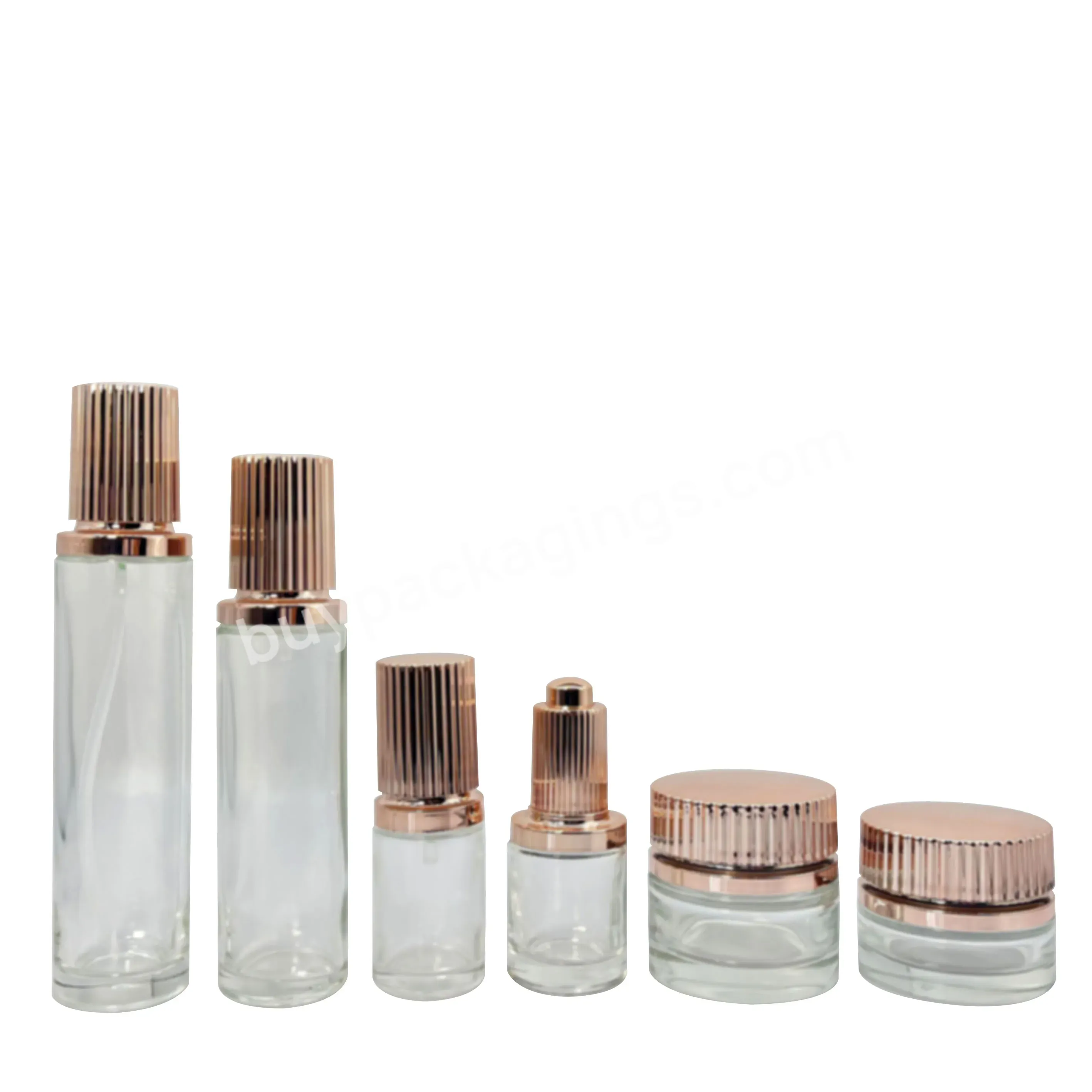 Hot Sale Cosmetic Packaging Set Luxury Glass Pump Bottle For Lotion And Serum Cream Jar 30ml 100ml 120ml