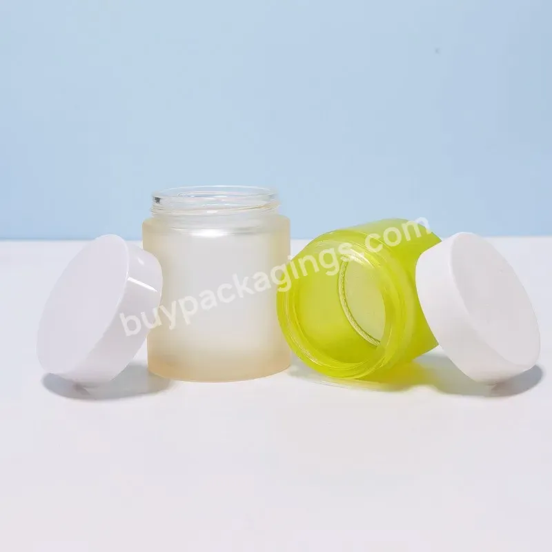 Hot Sale Cosmetic Packing Glass Jar Skin Care Frosted Glass Jar Cream Jar With White Lid