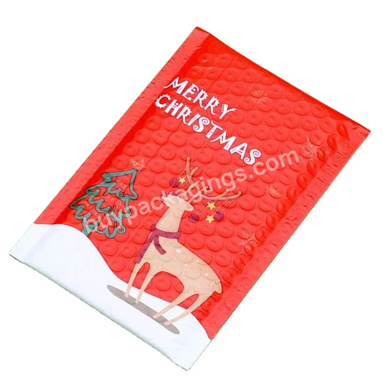 Hot Sale Custom Aminated Aluminum Foil Metallic Bubble Envelop Red Green Foil Christmas Bubble Bags