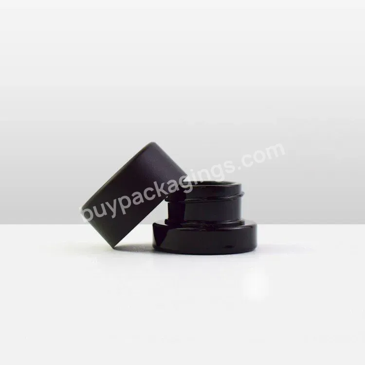 Hot Sale Custom Logo 5ml 7ml 9ml Straight Sided Glossy Matte Black Glass Concentrate Containers Jar With Smell Proof Lid