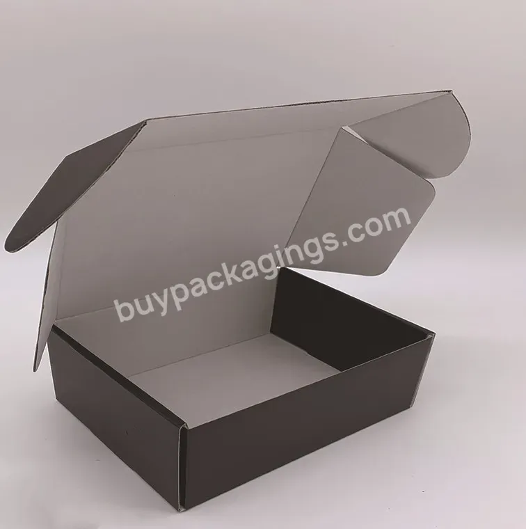 Hot Sale Custom Logo Black Mailer Box With Handle Cosmetic Clothing Shoe Hat Shipping Mailer Packaging Boxes